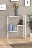 Tolia Home Modern Beyaz Renk Metal Iskeletli Temper Camlı Raflı Dresuar Konsol Çiçeklik Saksılık