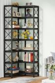 Tolia Home Modern Ve Şık Tasarımlı 7 Katlı Köşe Kitaplık Ve Depolama Rafı