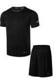 Ghassy Co. Erkek 2'li Set Nem Emici Koşu Egzersiz Şort T-shirt Takım