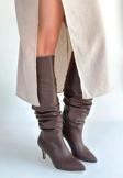 Zelya Kahverengi Cilt Topuklu Çizme