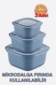 Micro Line Kare Saklama Kabı (600, 1100, 1800 ml) (Üçlü Set)
