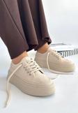 Carin Bej Keten Bağcıklı Spor Ayakkabı