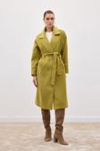 Beli Bağlamalı Uzun Kaban - Yağ Yeşili