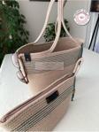Double Knot Design 2Li Takım Plaj Çantası , El Çantası Clutch, Totebag, Kadın Çanta, Yazlık, Hediyelik, Hasır Jüt Tress