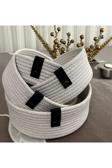 Double Knot Design Beyaz Tress Çok Amaçlı Düzenleyici Sepet- Organizer 4Lü Set / Hediyelik Anneler Günü Yılbaşı Yeniyıl