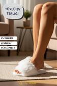 Kadın Ev Terliği Çeyizlik Tüylü Yumuşak Peluş Terlik