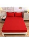 Lila Moon Kırmızı Renkli Pamuklu Ranforce Kumaştan Tek/Çift Kişilik Fitted Lastikli Çarşaf Takımı