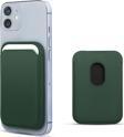 Microsonic Apple iPhone 12 Leather Wallet MagSafe Koyu Yeşil