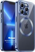 Microsonic Apple iPhone 13 Pro Max Kılıf MagSafe Luxury Electroplate Mavi