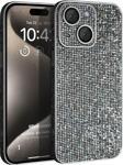 Microsonic Apple iPhone 15 Kılıf Bling Rhinestones Koyu Gri