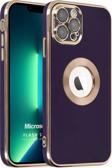 Microsonic Apple iPhone 12 Pro Max Kılıf Flash Stamp Koyu Mor