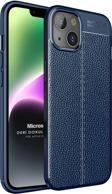 Microsonic Apple iPhone 14 Kılıf Deri Dokulu Silikon Lacivert