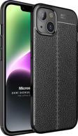 Microsonic Apple iPhone 14 Kılıf Deri Dokulu Silikon Siyah
