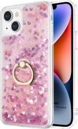 Microsonic Apple iPhone 14 Kılıf Glitter Liquid Holder Pembe
