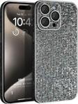 Microsonic Apple iPhone 15 Pro Max Kılıf Bling Rhinestones Koyu Gri