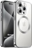 Microsonic Apple iPhone 15 Pro Max Kılıf MagSafe Luxury Electroplate Gümüş