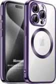 Microsonic Apple iPhone 15 Pro Max Kılıf MagSafe Luxury Electroplate Mor