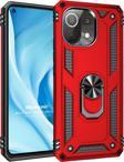 Microsonic Xiaomi Mi 11 Lite Kılıf Military Ring Holder Kırmızı