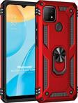 Microsonic Oppo A15 Kılıf Military Ring Holder Kırmızı