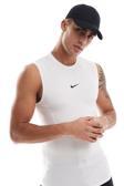 Nike Pro Dri Fit Tight Sleeveless Fitness Training Erkek Dar Kalıp Antrenman Kolsuz Tişört Beyaz