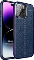 Microsonic Apple iPhone 14 Pro Max Kılıf Deri Dokulu Silikon Lacivert