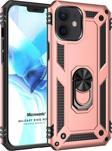 Microsonic Apple iPhone 12 Kılıf Military Ring Holder Rose Gold