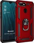Microsonic Oppo A12 Kılıf Military Ring Holder Kırmızı