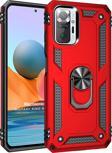 Microsonic Xiaomi Redmi Note 10 Pro Kılıf Military Ring Holder Kırmızı