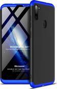 Microsonic Samsung Galaxy M11 Kılıf Double Dip 360 Protective Siyah Mavi
