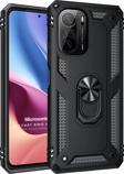 Microsonic Xiaomi Poco F3 Kılıf Military Ring Holder Siyah