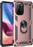 Microsonic Xiaomi Poco F3 Kılıf Military Ring Holder Rose Gold
