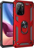 Microsonic Xiaomi Poco F3 Kılıf Military Ring Holder Kırmızı