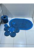 Home İnn Banyo Seti 3'Lü El Yapımı Örgü Paspas (60X100 Cm) & Yuvarlak Çöp Kovası Seti | Leke Tutmaz