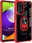 Microsonic Samsung Galaxy A52 Kılıf Grande Clear Ring Holder Kırmızı