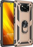 Microsonic Xiaomi Poco X3 Pro Kılıf Military Ring Holder Gold