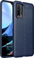 Microsonic Xiaomi Redmi 9T Kılıf Deri Dokulu Silikon Lacivert