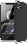 Microsonic Apple iPhone 12 Mini Kılıf Double Dip 360 Protective Siyah Gri
