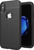 Microsonic Apple iPhone X Kılıf Deri Dokulu Silikon Siyah