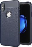 Microsonic Apple iPhone X Kılıf Deri Dokulu Silikon Lacivert