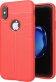 Microsonic Apple iPhone X Kılıf Deri Dokulu Silikon Kırmızı