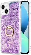 Microsonic Apple iPhone 13 Kılıf Glitter Liquid Holder Mor