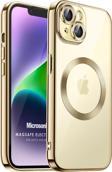 Microsonic Apple iPhone 13 Kılıf MagSafe Luxury Electroplate Gold