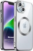 Microsonic Apple iPhone 13 Kılıf MagSafe Luxury Electroplate Gümüş