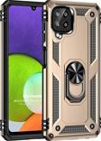 Microsonic Samsung Galaxy M22 Kılıf Military Ring Holder Gold