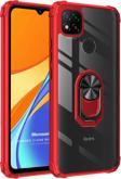 Microsonic Xiaomi Redmi 10A Kılıf Grande Clear Ring Holder Kırmızı