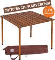 Bag The Joy 70*70*55 cm Ahşap Katlanır Rulo Kamp Ve Piknik Masası Kahverengi