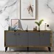 Cantek Dizayn 150 cm Poli Konsol Royalmermer - Antrasit - Altın