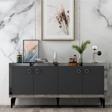 Cantek Dizayn 150 cm Poli Konsol Royalmermer - Antrasit - Gümüş