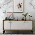 Cantek Dizayn 150 cm Poli Konsol Royalmermer - Beyaz - Altın