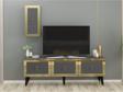 Cantek Dizayn Lazer Desenli 150 cm Bare Tv Ünitesi Antrasit - Altın